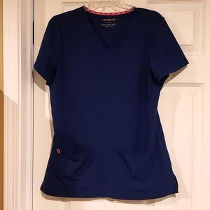 Heartsoul pitter-pat v-neck solid scrub top size medium color Navy